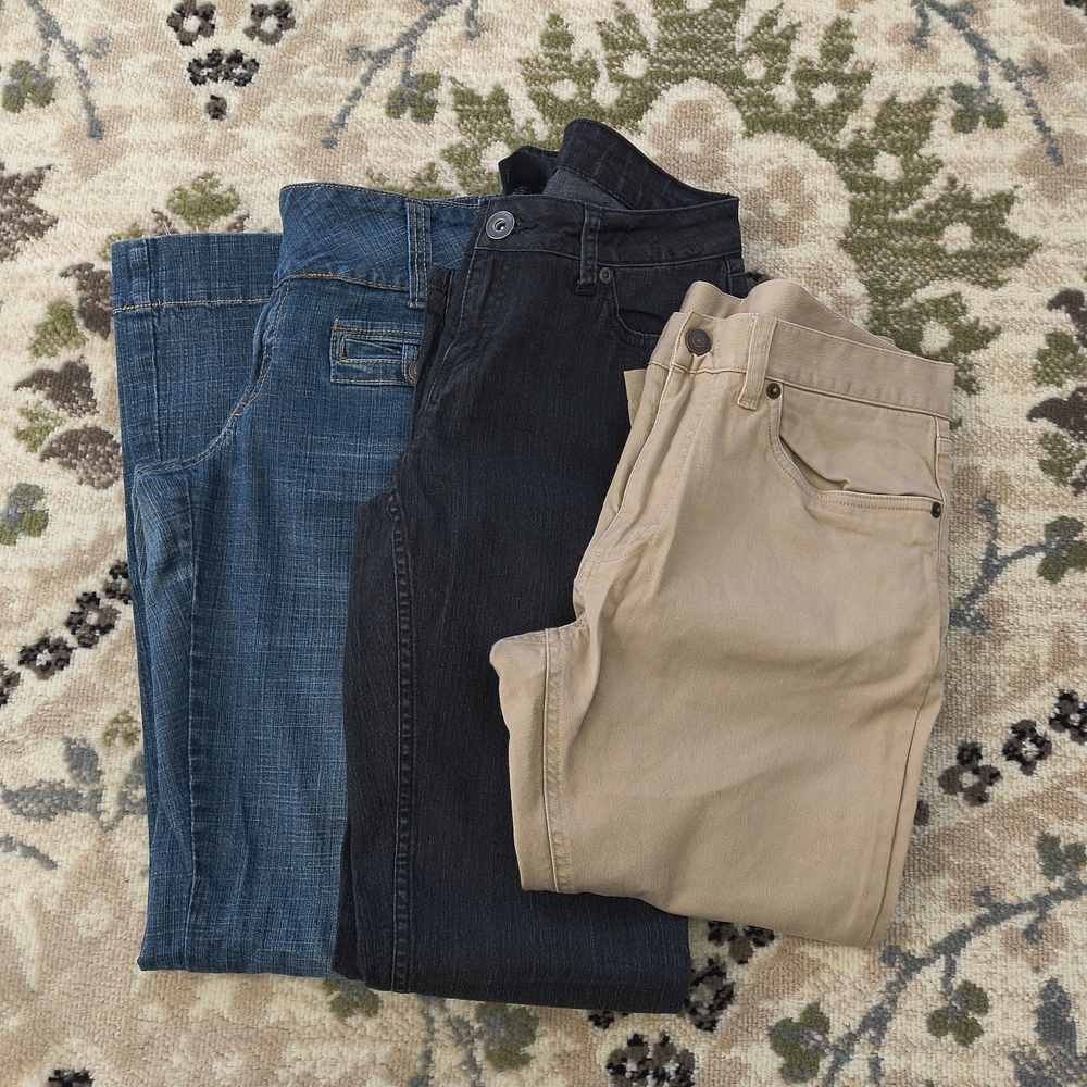 Jeans - Denim Blue, Charcoal Black, Khaki Tan